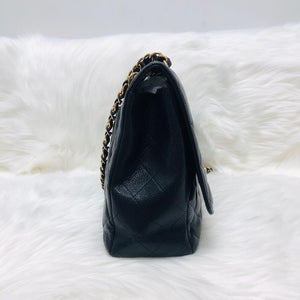 Single Flap Maxi in Black Caviar Leather with GHW