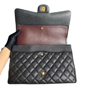 Classic Double Flap Caviar Maxi Black GHW
