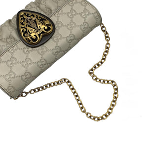 Guccissima Leather Shoulder Bag White GHW