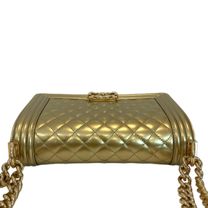 Old Medium Boy Bag in Patent Gold with GHW
