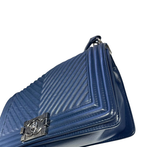 Chevron Boy Old Medium Leather Dark Blue RHW