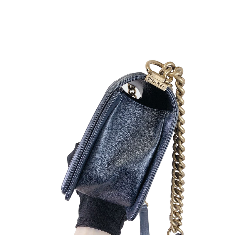 Boy Medium Calfskin Pearl Charcoal GHW