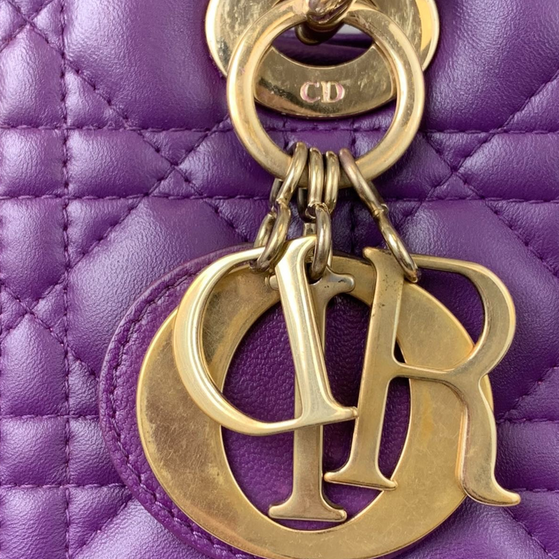 Medium Lady Dior Lambskin Purple GHW