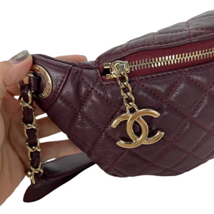 Quilted Belt Bag Burgundy SHW