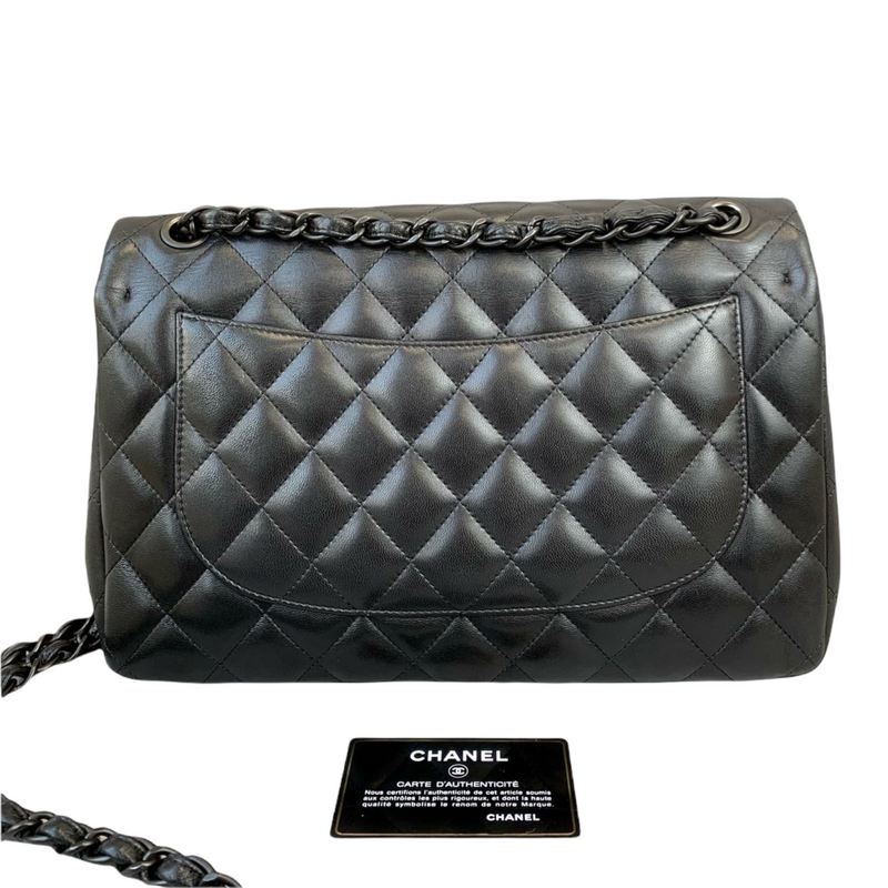 Jumbo Double Flap Lambskin So Black