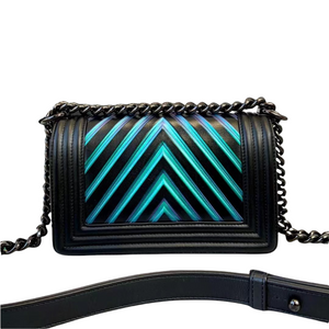 Iridescent Chevron Embossed Small Boy Black BHw