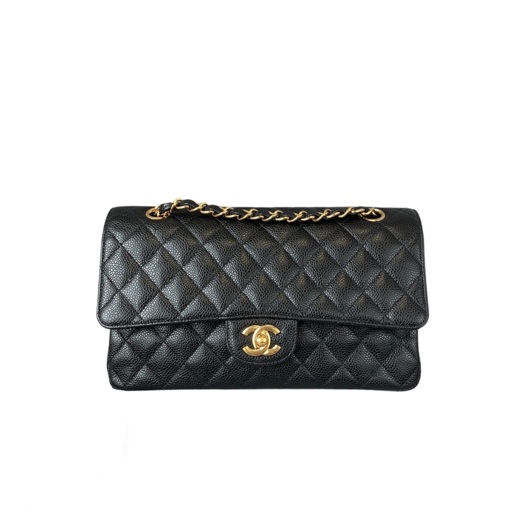Medium Classic Flap Caviar Black GHW
