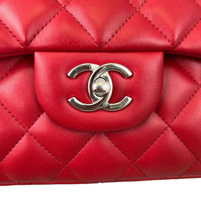 Double Flap Jumbo Lambskin Red SHW