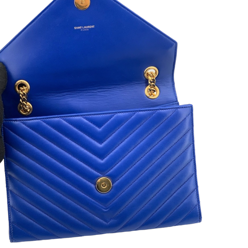Envelope Medium Leather Blue GHW