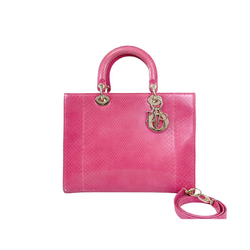 Lady Dior Large Snakeskin Pink LGHW