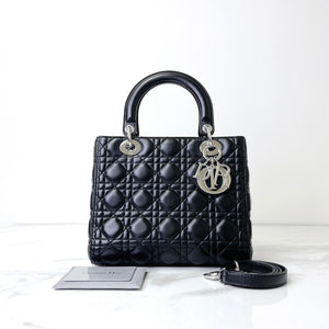 Classic Lambskin Medium Lady Dior Black SHW