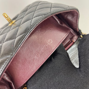 Square Mini Flap Lambskin Black GHW