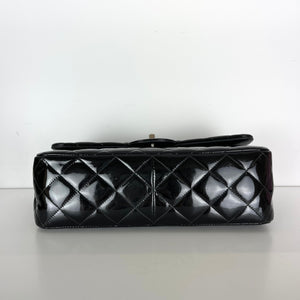 Double Flap Jumbo Quilted Patent in Black SHW