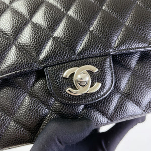Classic Double Flap Medium Caviar Black SHW