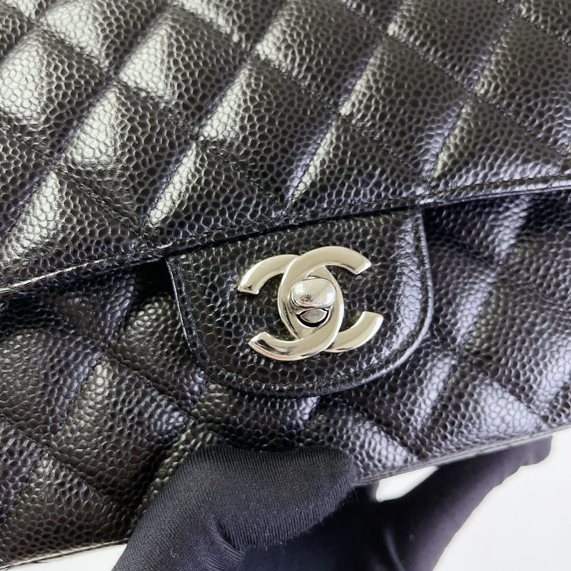 Chanel Black Quilted Caviar Leather Medium Classic Double Flap Bag –  FashionsZila