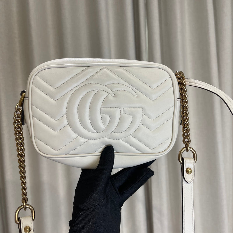 GG Marmont Mini Camera White GHW