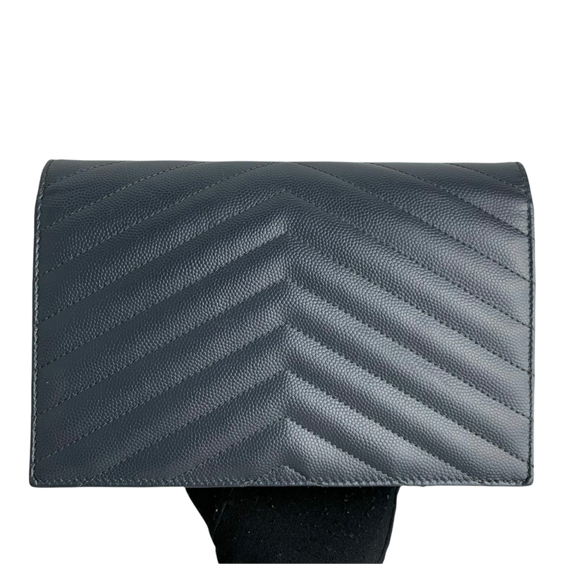 Envelope Wallet on Chain Grained Leather Black GHW