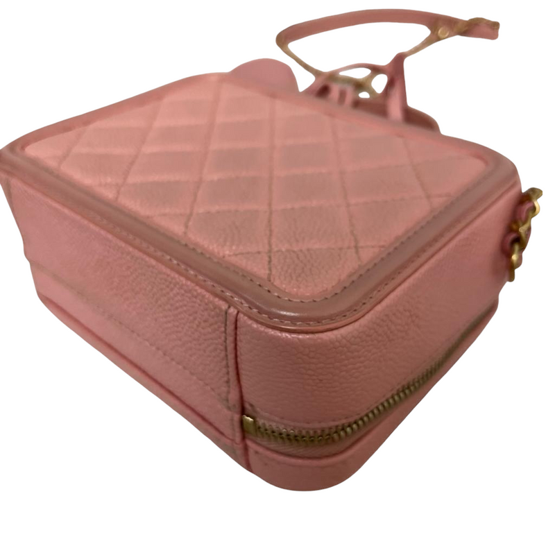 Filigree Vanity Case Small Caviar Pink GHW