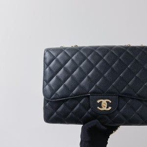 Single Flap Classic Jumbo Caviar Black LGHW