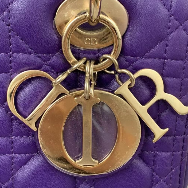 Medium Lady Dior Lambskin Purple GHW