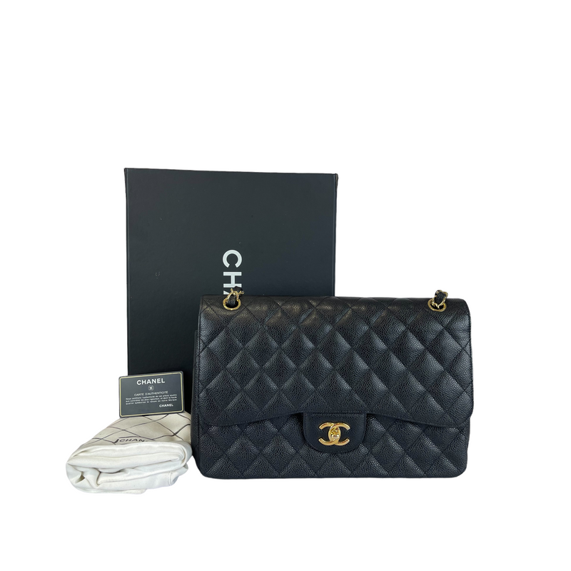 Chanel Classic Quilted Jumbo Double Flap Black Caviar