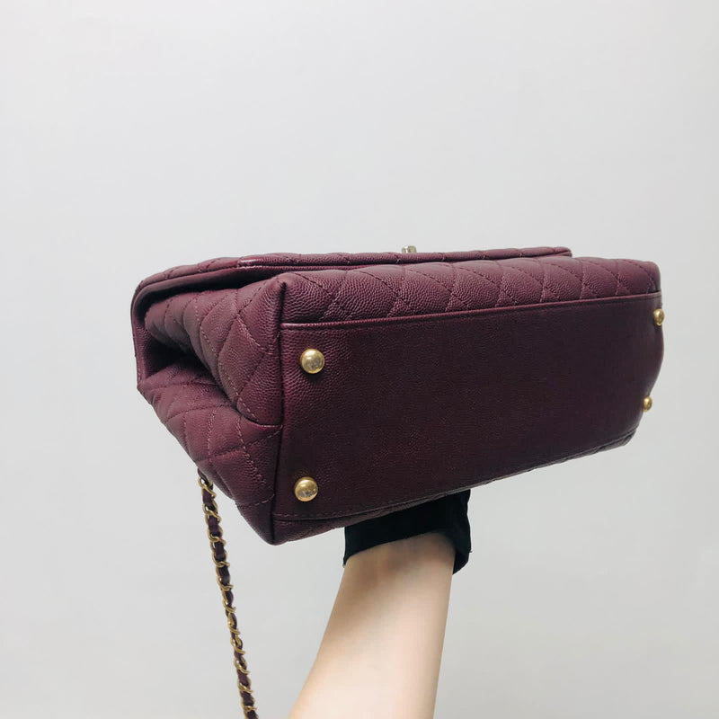 Burgundy Caviar Quilted Medium Coco Handle Flap