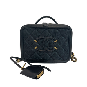 Filigree Vanity Case Caviar Small Black GHW
