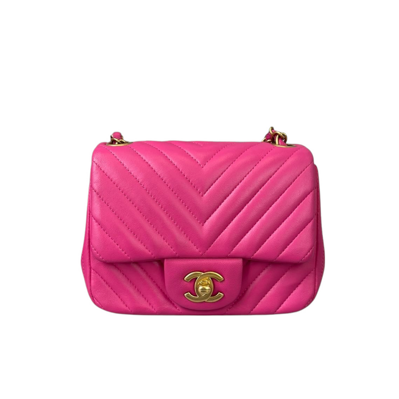 Square Mini Quilted Chevron Pink GHW