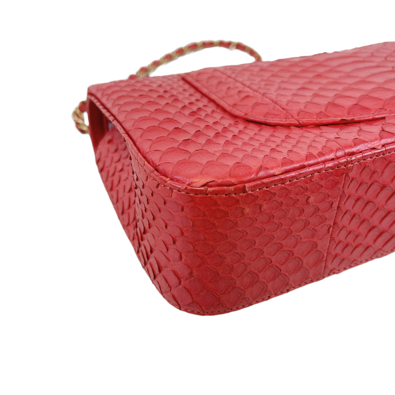 Classic Flap Medium Bag Python Red GHW