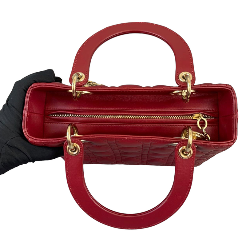 Lady Dior Medium Lambskin Burgundy GHW