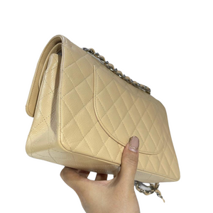Classic Double Flap Caviar Medium Beige SHW