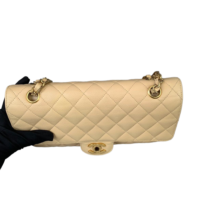Chanel Beige Caviar Skin Medium Classic Double Flap Bag 22286