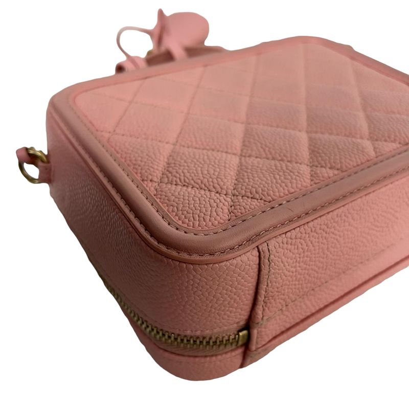 Filigree Vanity Case Small Caviar Pink GHW