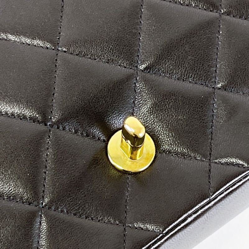 Small Classic Diana flap Black Lambskin GHW