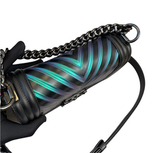 Iridescent Chevron Embossed Small Boy Black BHw