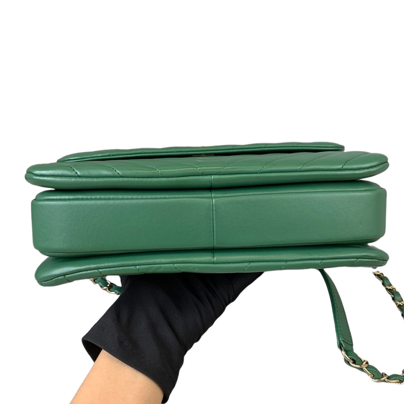 Small Trendy CC Flap Lambskin Green GHW