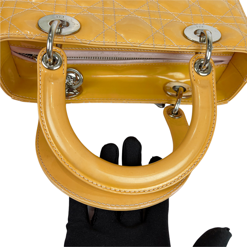 Lady Dior Medium Patent Leather Orange SHW