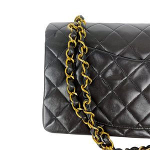 Vintage Classic Double Flap Bag Lambskin Small Black GHW