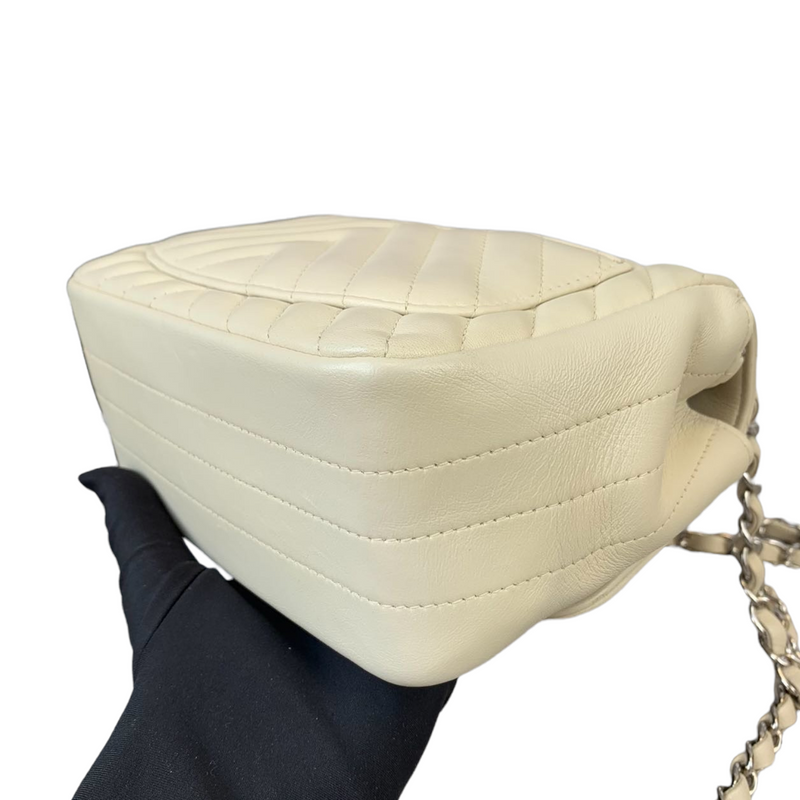 Chevron Flap Mini Square Ivory White SHW