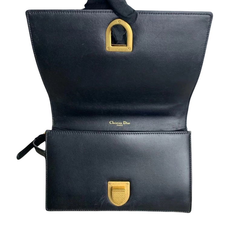 Studded Diorama Bag Medium Leather Black GHW
