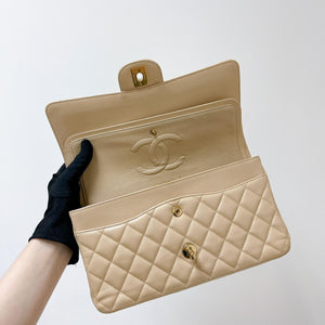 Double Flap Medium Caviar Beige GHW