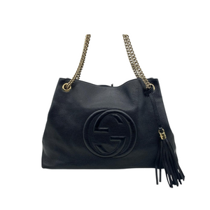 Soho Chain Leather Tote Black GHW