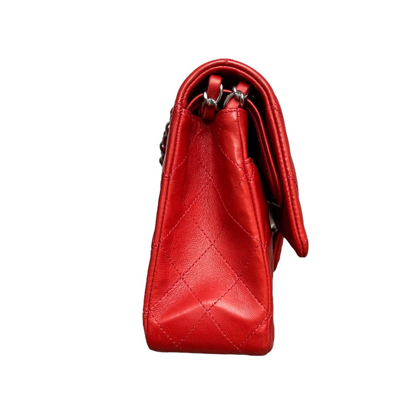Medium Classic Double Flap Lambskin Red SHW