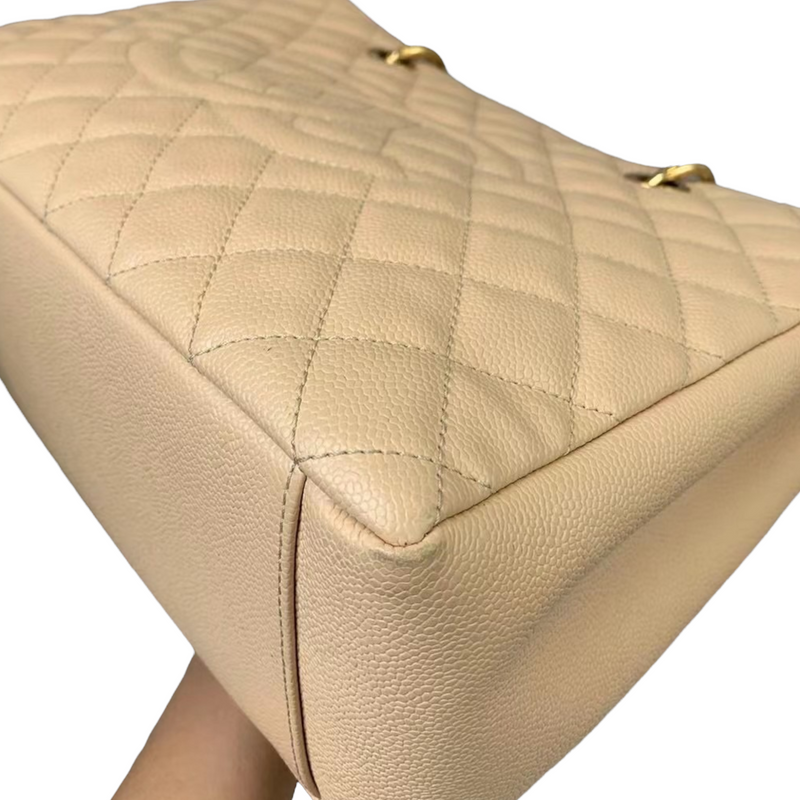 Chanel Shopping Gst Classic Caviar Grand Beige Calfskin Leather