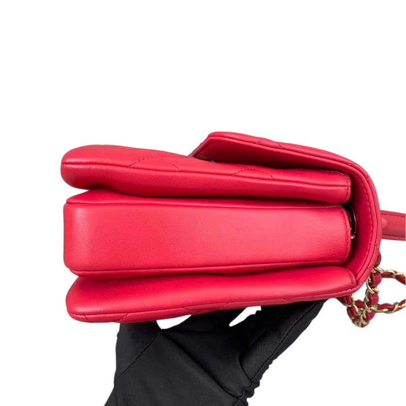 Small Trendy CC Lambskin Red GHW