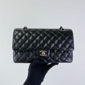 Classic Double Flap Medium Caviar Black SHW