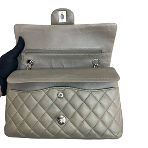 Classic Double Flap Medium Caviar Grey SHW