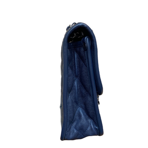 French Riviera Flap Caviar Navy Blue SHW