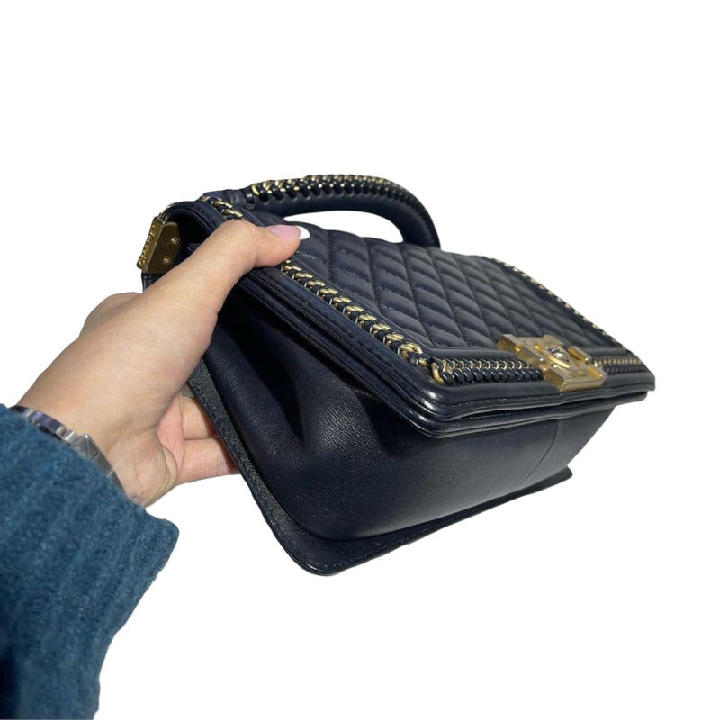 Boy Old Medium Handle Calfskin Black GHW