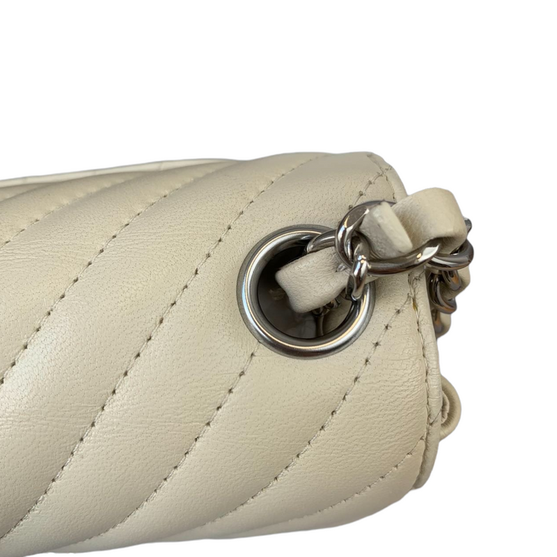 Chevron Flap Mini Square Ivory White SHW